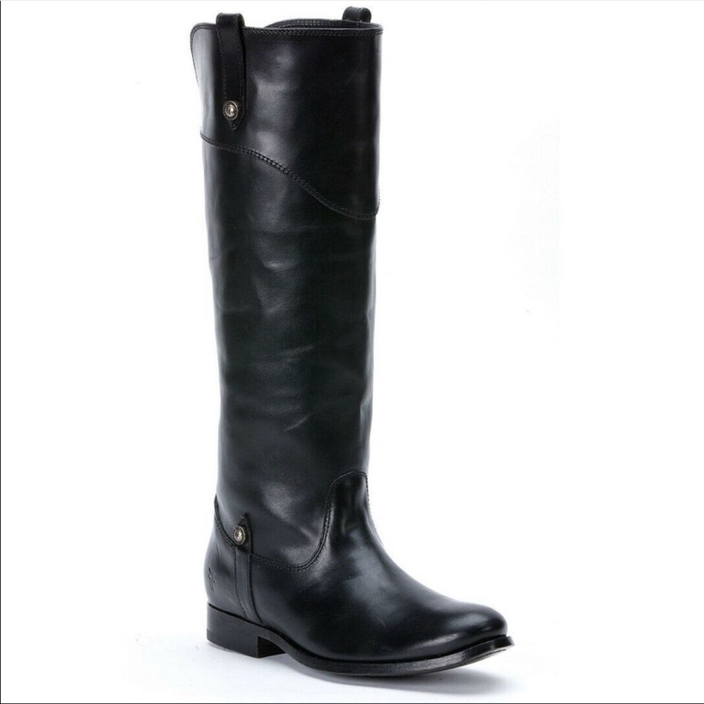 Frye Black Melissa Tab Tall Extended Calf Leather